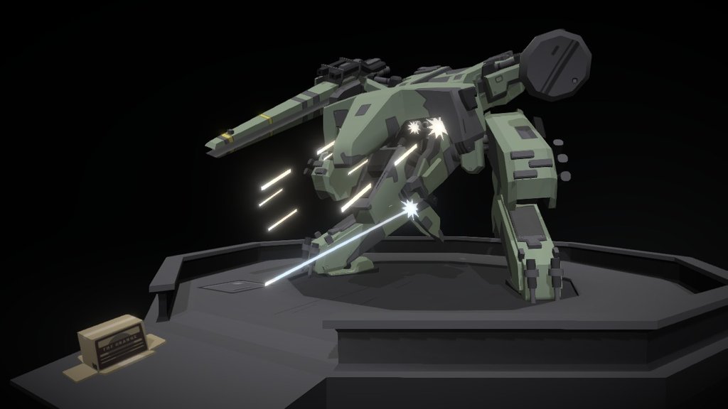 The Metal Gear Rex from Metal Gear Solid. Over the course of two weeks I modeled, UV'ed, textured, rigged, added controls, and posed this model for my final project of TC 247 - Introduction to 3D Modelling at Michigan State. 
More renders and texture maps can be found here 3d model