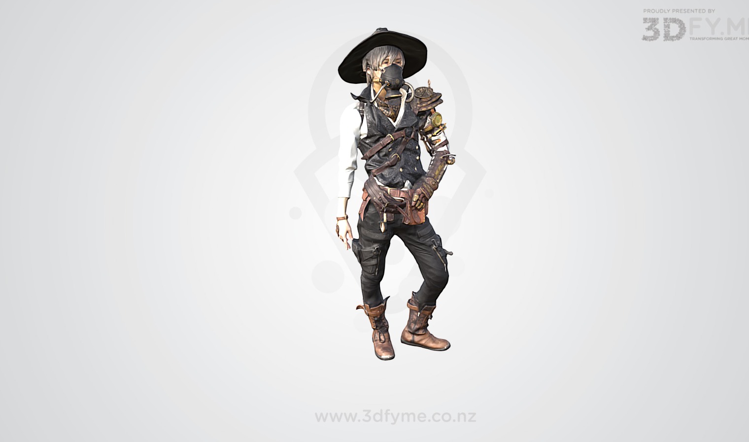 We are delighted to showcase Shingo's cool costume design from the ArmageddonExpo 2016 in Auckland. Great craftsmanship and awesome design by Shingo from Tokyo.

Find out more on how you can get your creative design immortalised in 3D by visiting: http://3dfyme.co.nz - Tokyo Space Cowboy - 3D model by 3Dfy.me New Zealand (@smacher2016) 3d model
