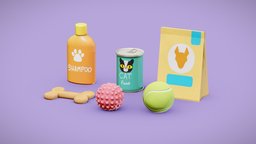 Pet Acessories food, fish, cat, cute, bird, toy, plate, bowl, pet, prop, bone, puppet, meal, eating, pets, kitten, dogfood, doghouse, petshop, acessories, cartoon, lowpoly, house, home, animal, stylized, interior, ball, dog-food, catfood, dogshampoo