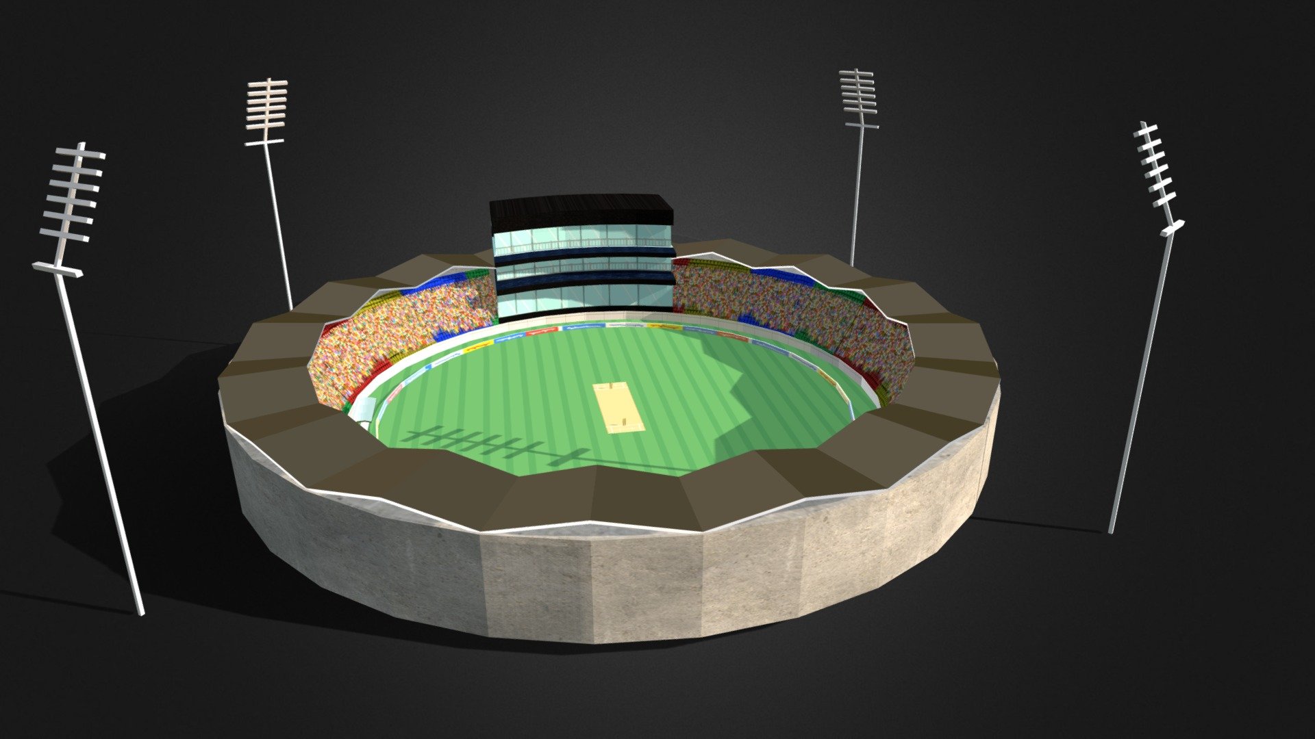 Cricket Stadium Low Poly - 3D model by GameCraftPro 3d model