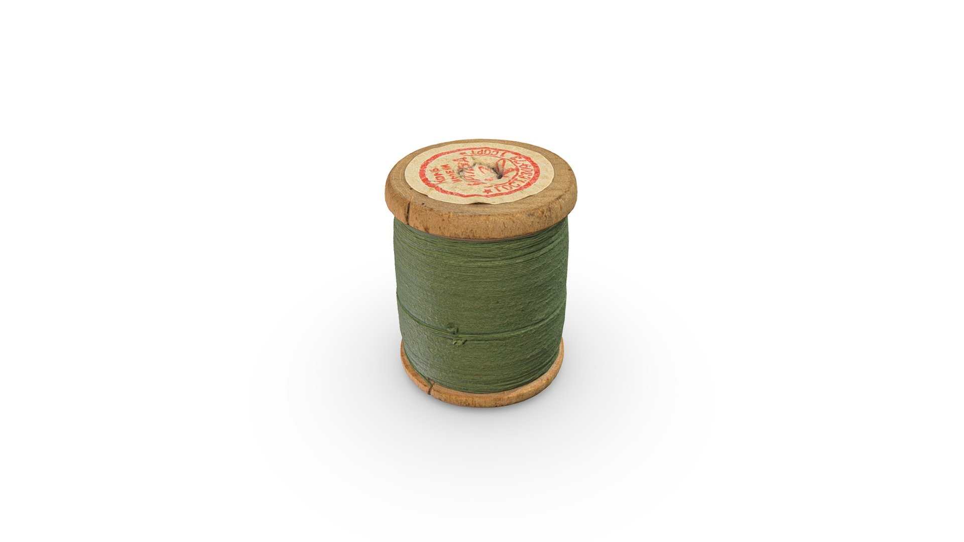 High-poly spool of green thread photogrammetry scan. PBR texture maps 4096x4096 px. resolution for metallic or specular workflow. Scan from real thread, high-poly 3D model, 4K resolution textures 3d model