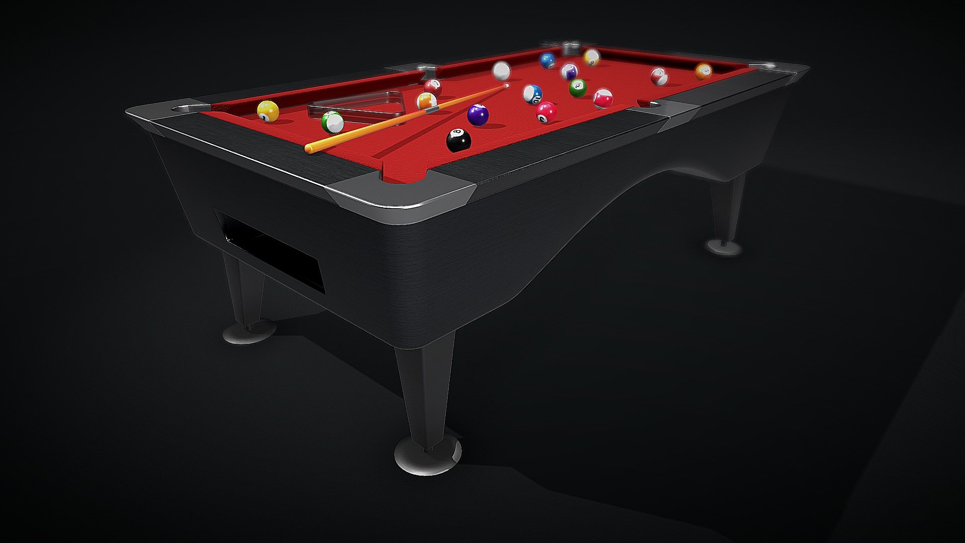 Pool Table with Balls, Cue and Triangle Rack

Fully functional in dynamics simulation.


Formats included: .obj, .mtl, .c4d, .fbx, .3ds
BONUS FILE: Marmoset Toolbag 3 Scene ( .tbscene )
 - Pool Table with Balls, Cue and Rack - Buy Royalty Free 3D model by BlockedGravity 3d model