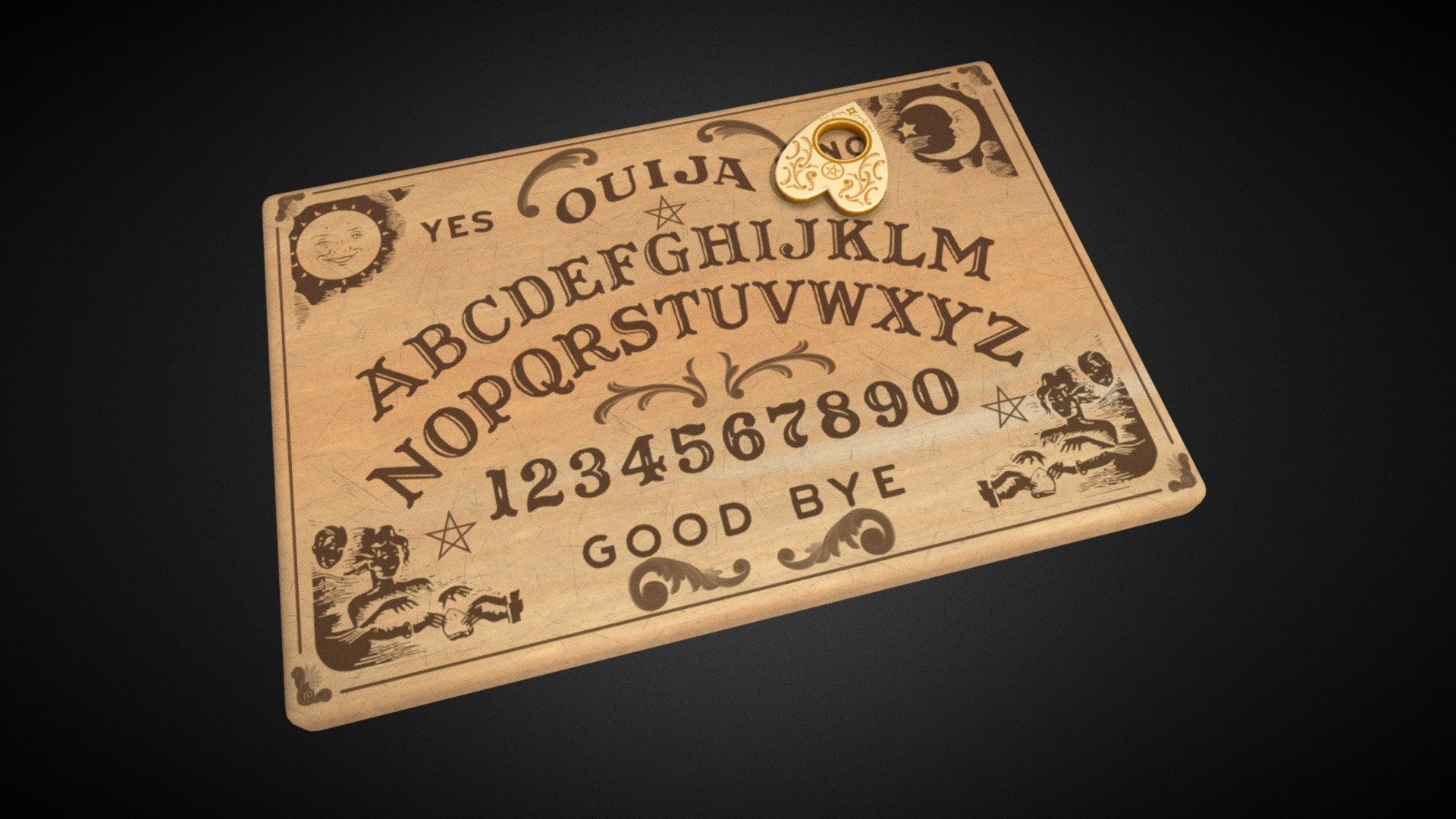 It includes albedo, roughness and normal maps.

-Low Poly ouija  Board 

-This product contains 2 objects.

-This product was created in Maya 2020

-I hope you enjoy this model.

-Let's call some dark spirits.👻

-Please, leave a like.

-Thank You

-Peace Out✌️ - Ouija Board - Buy Royalty Free 3D model by SharmaJi97 3d model