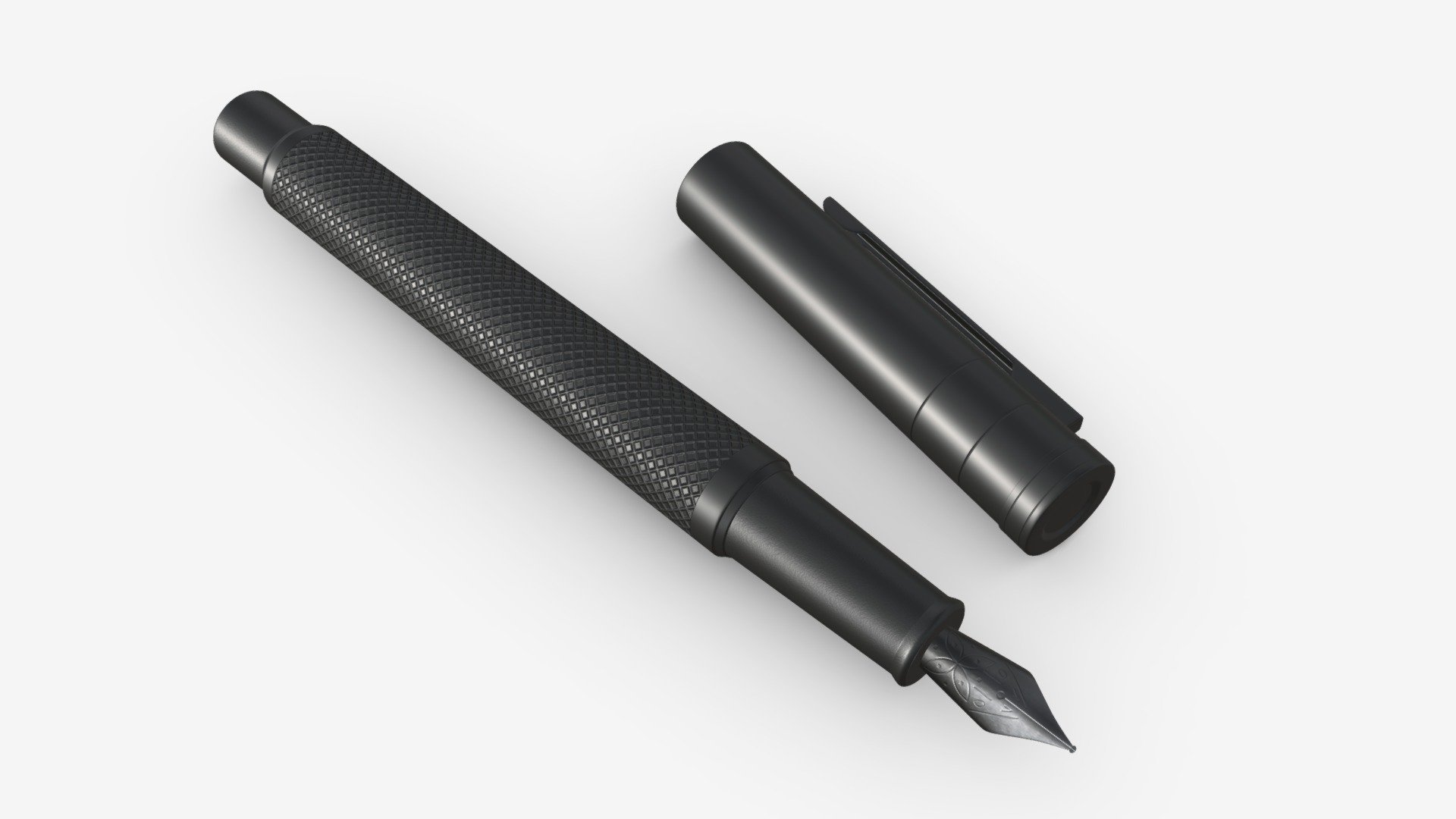 Matte black fountain pen - Buy Royalty Free 3D model by HQ3DMOD (@AivisAstics) 3d model
