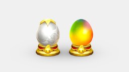 Cartoon Lucky Golden Eggs-Easter Egg-Silver Egg egg, easter, lucky, gambling, luck, gamble, lowpolymodel, lottery, handpainted, game, animal