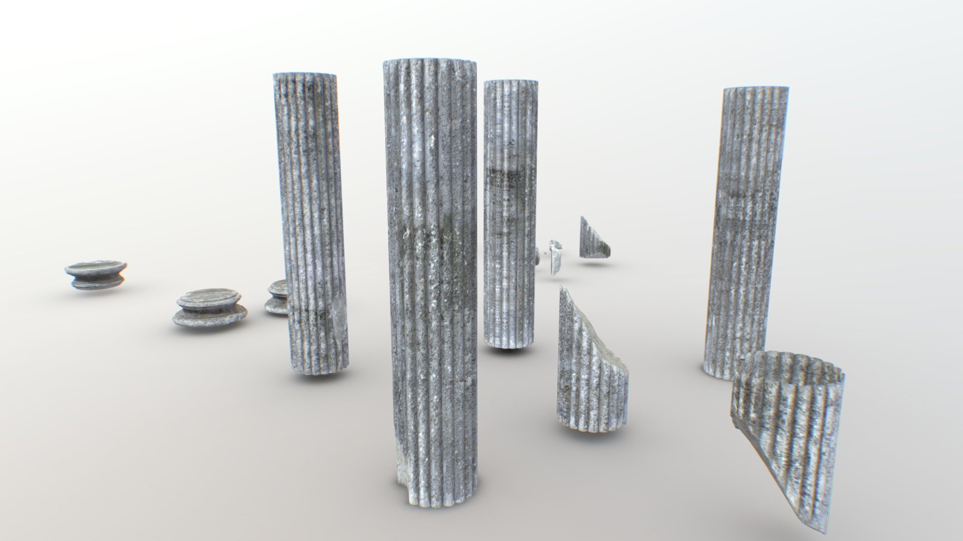 9 Old Columns pieces that you can exchange for different columns combinations. Also comes with various broken parts. Suitable for ruins, temples, castles, etc&hellip;

9 PBR Texture sets (28 textures) each including: Albedo, Normal, Roughness, Metalness

bases 500 polys
central column 500 polys
broken column 700 polys
broken parts 1700 to 150 polys - Old Columns Modular PBR - Buy Royalty Free 3D model by 32cm 3d model