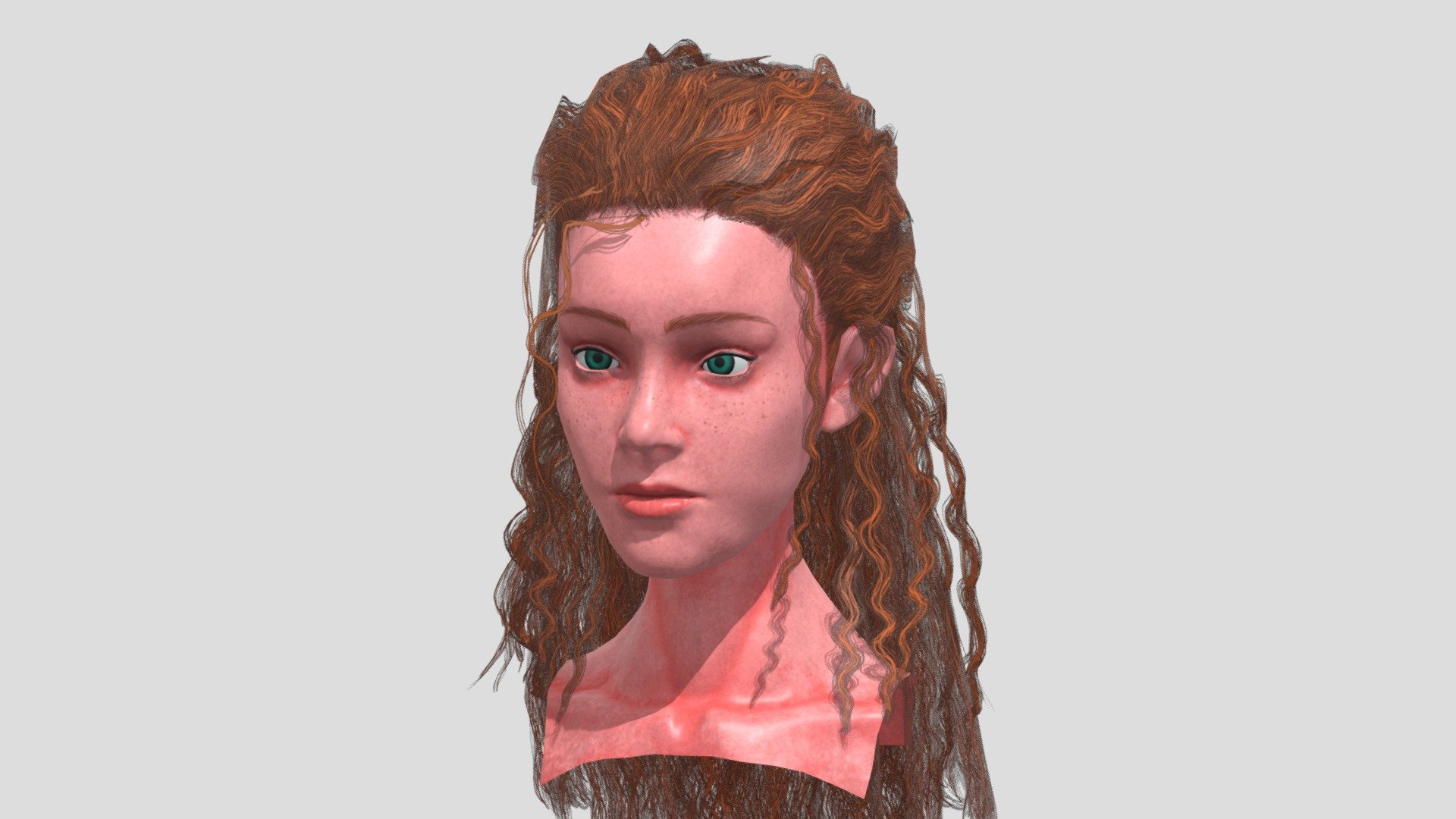 Just practice - Curly Long Hair Girl Head Practice - Download Free 3D model by outcast945 3d model