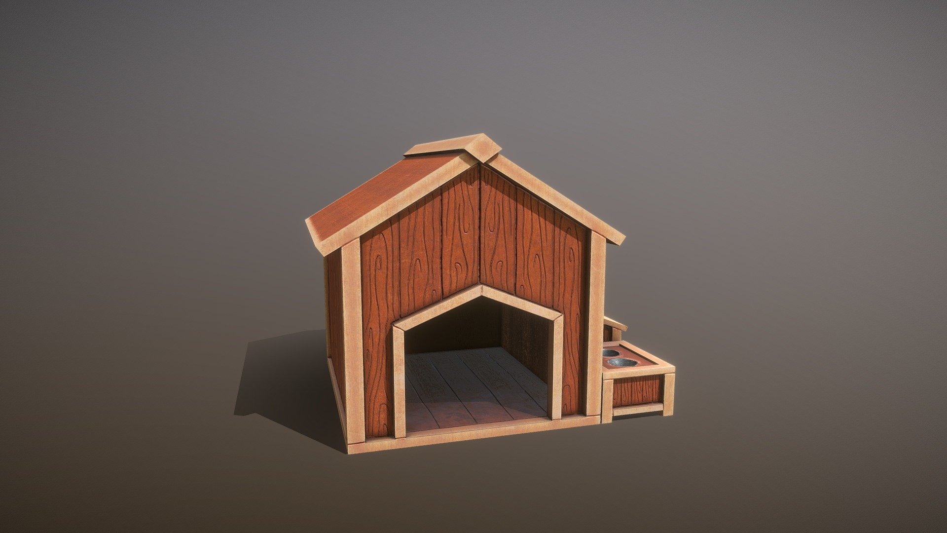 This is a selfmade, handpainted dog house made for an educational project.

It includes wood textures and 2 metal bowls.

Technical details:

File formats included in the package are: FBX

Native software file format: BLEND

Textures: Wood, Metal, Handpainted

All textures are 2k resolution

All files are in the 7z file 3d model