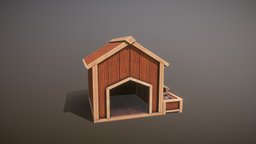 Handpainted Dog House dog, outside, pets, bowls, house, wood