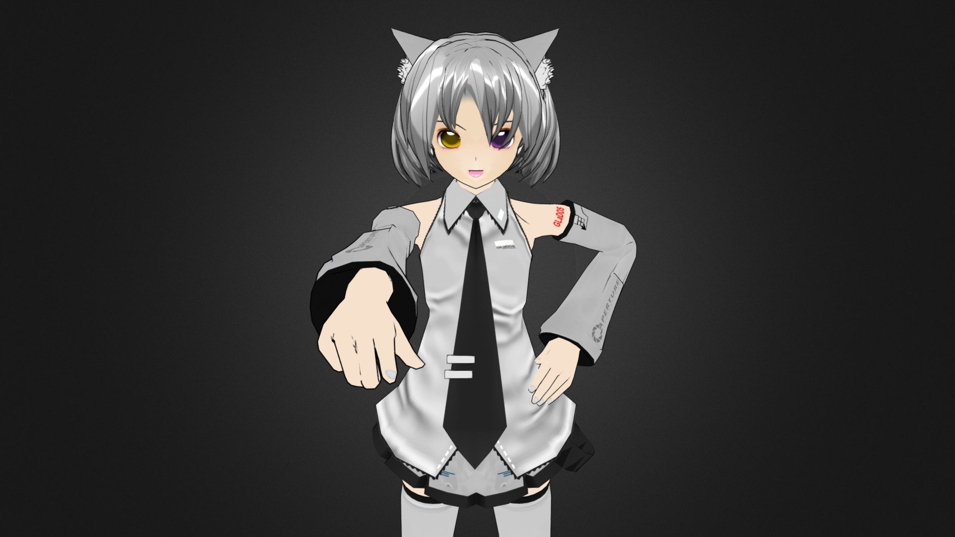 GLaDOS in real portal game is too robotic. How about we make it into more cute moe looking anime cat girl?  - Nekomimi GLaDOS - 3D model by xenoaisam 3d model