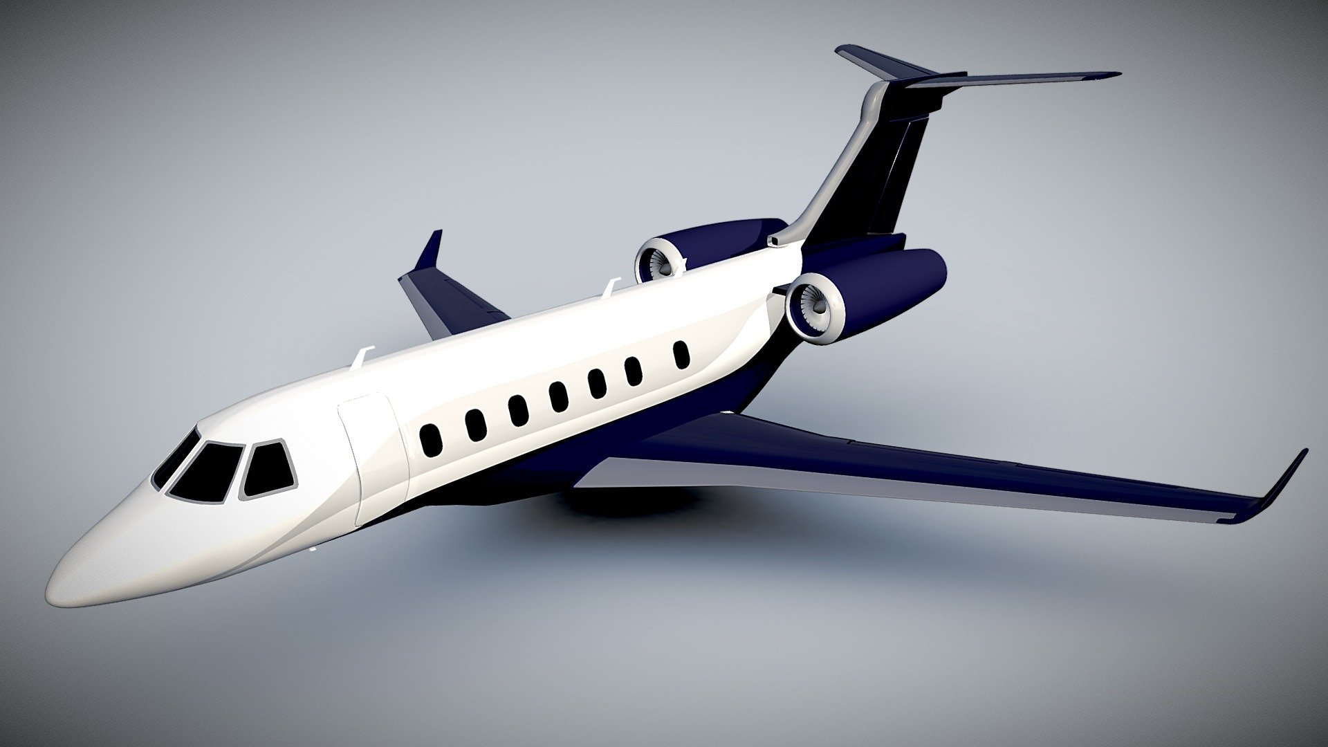 3d model created with blender3d 2.79 version.Renderings created with blender internal render.There is one texture both for fuselage and for engines 4188 x 4188 png with windows and stripes details.Doors created from polygons as propellers too.There are no interior objects and no landing gears for this product.Elevators and rudder detached but not rigged.Objects detached named by object and by material.Enjoy my product : )

3ds file
verts: 128544
polys: 42848

obj file
verts: 28900
polys: 42848 - Embraer Legacy 500 private jet - Buy Royalty Free 3D model by koleos3d 3d model