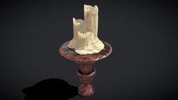 Candle Pedestal scene, lamp, wax, plate, medieval, holder, flame, candle, rustic, general, candles, decor, fire, models, houseware, dripping, various, lighting, design, interior, light
