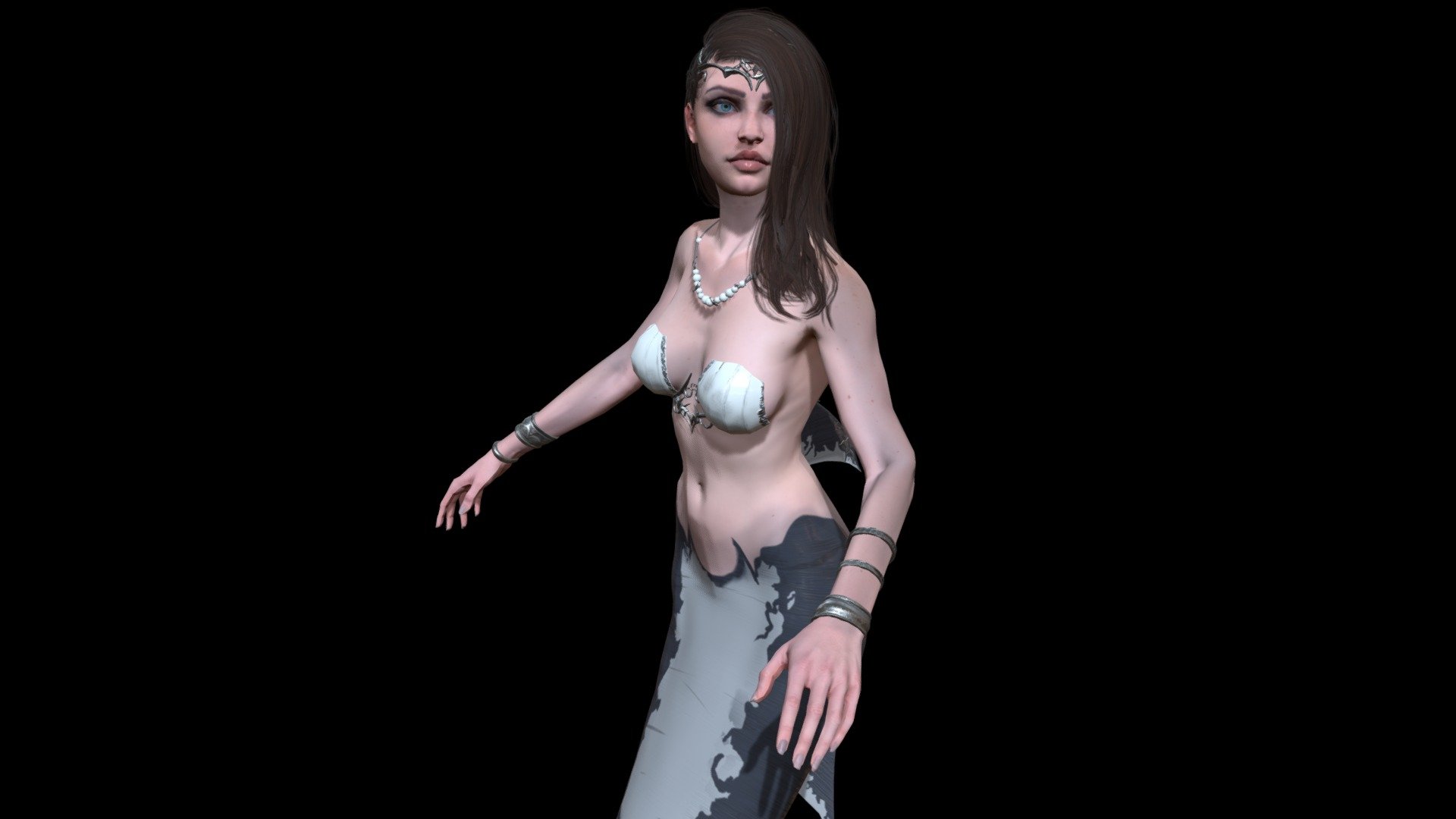 Low-poly model of the character Mermaid
Suitable for games of different genre: RPG, strategy, first-person shooter, etc.
In the archive, the basic mesh (fbx and maya)

Textures pack map 4096x4096 and 2048 support 512
four skins 

In the model it is desirable to use a shader with a two-sided display of polygons.

The model contains 34 animations
atack (x5)
swiming (x6)
Straif LR (x2)
idle (x4)
death (x4)
gethit(x5)
spellcast(x2)
other actions (x6)

faces 21945
verts 29156
tris 42910

Support me on patreon, and get access to unique content and other cool events patreon.com/dremorn

And also subscribe to my insta, there are a lot of pictures and other cool things 
instagram.com/andrey.panchenko/ - MermaidGameReady - 3D model by dremorn 3d model