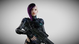 Cyber woman soldier BY Oscar creativo armor, rigging, warrior, soldier, cyberpunk, woman, downloadable, 4ktextures, rigged-character, downloadable-model, cyberpunk-2077, cyberpunk2077, rigged-and-animation, modeling, technology, characterdesign, robot, download, rigged, space, model3d, robots