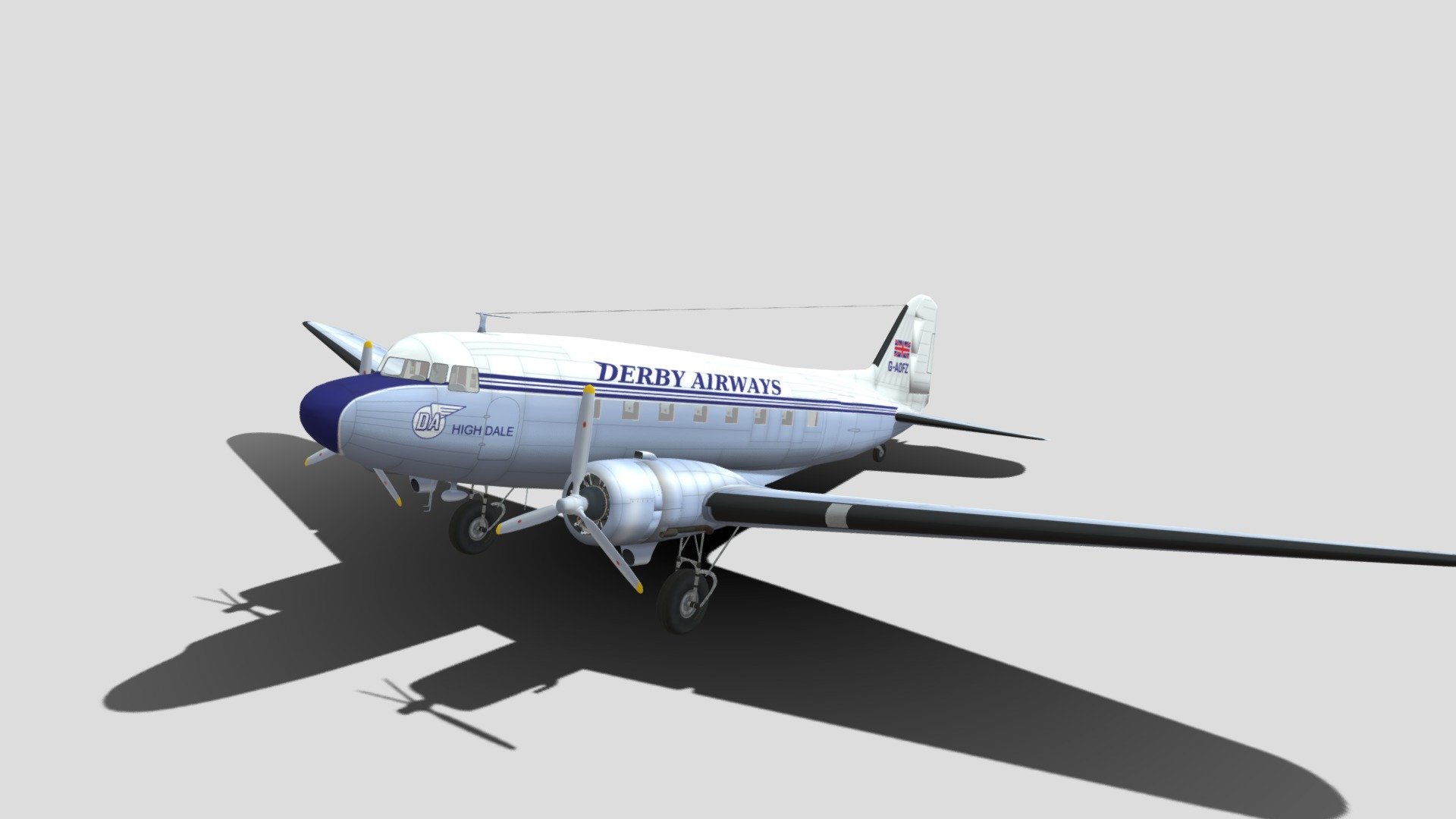 Douglas Dc-3 heavy aircraft - 3D model by Megarobloxfr (@brajedm8443) 3d model