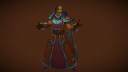 Stylized Orc Male Newbie Mage(Outfit) armor, wizard, rpg, humanoid, cloth, orc, staff, wild, clothes, mmo, rts, brutal, mage, fbx, outfit, moba, character, handpainted, pbr, lowpoly, animation, stylized, fantasy