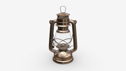 Old metal kerosene lamp 01 object, lamp, lantern, ancient, oil, vintage, retro, rusty, fuel, metal, old, traditional, dusty, aged, burn, kerosene, glass, 3d, pbr, light