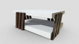 Modern coffee table modern, white, coffee, lounge, furniture, table, coffeetable, contemporary, texture, pbr, lowpoly, wood
