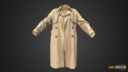 Trench Coat style, trench, fashion, jacket, stylish, coat, ar, 3dscanning, fabric, casual, trenchcoat, photogrammetry, 3dscan, casual-fashion, noai, fahsion-scan