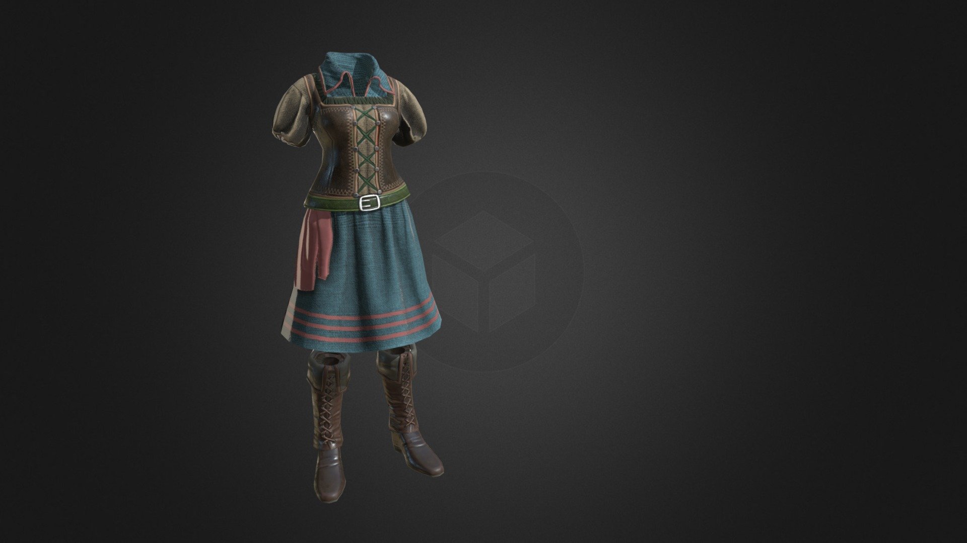 Short Sleeved Barmaid Dress - 3D model by Portalarium 3d model