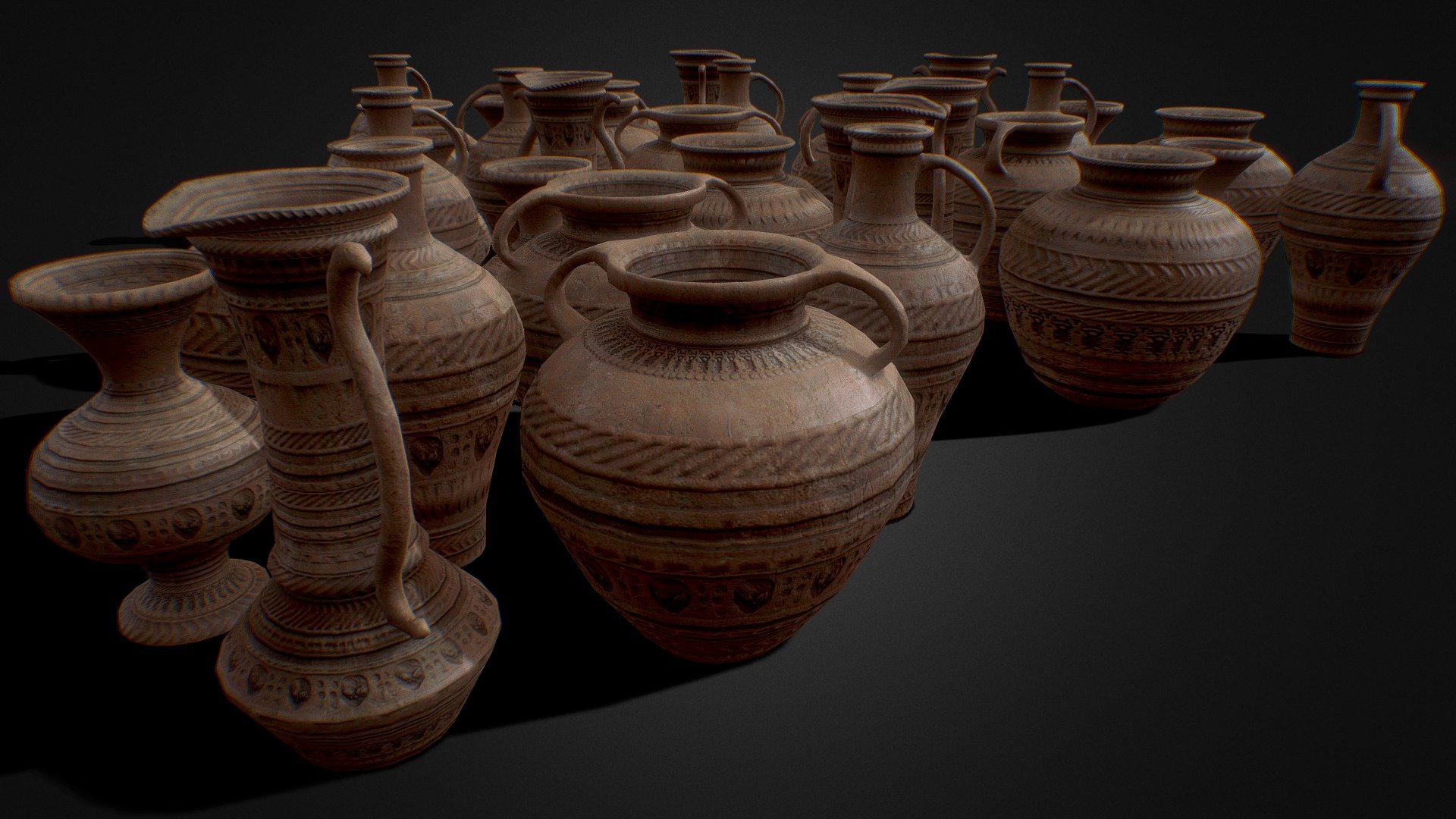 / Old Vases props

/texture type &gt; trim texture

/texture quality &gt; 2048x2048

/you can increase the quality of the prop by placing normal detail texture for a better view, it is included

/contains 5 different props

/ready for game engines

/textures included: NORMAL-ALBEDO1-ALBEDO2-ROUGHNESS-AO-DETAIL NORMAL - Old Vases - Buy Royalty Free 3D model by highraion 3d model