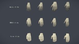 Hands Pack topology, mesh, rigging, basemesh, arm, pack, hands, midpoly, part, topogun, character, lowpoly, model, gameasset, highpoly