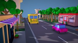 Low Poly city roads, lowpoly, city
