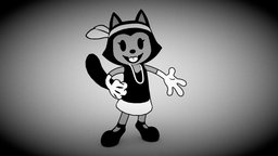 Rina Ragtime cat, toon, cute, indie, cartoony, indiegame, 1920s, indiegamedev, rubberhose, cartoon, blender, blender3d