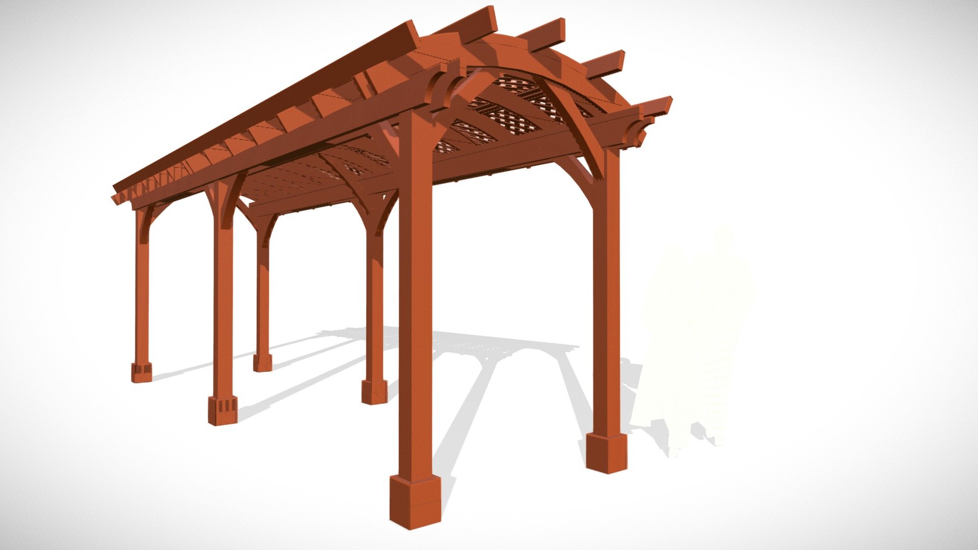 Arched Pergola Kits 25'L x 8'W
6x6 Posts
9'H Posts

Drawn by Jessica López Matus
7/11/2022

More like this at
https://www.foreverredwood.com/arched-pergola-kits.html?search=arched - Arched Pergola Kits 25'L x 8'W - 3D model by Forever Redwood Engineering Team 3d model
