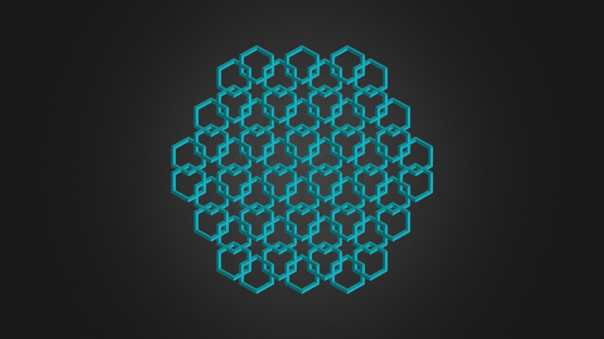 Hexagon based pattern reinterpreted as an isometric view of a cubic 3D structure.  

2D reference picture ▼  (top &ldquo;344