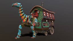 Indri & The Cirque Royale circus, wagon, golem, fantasy, robot
