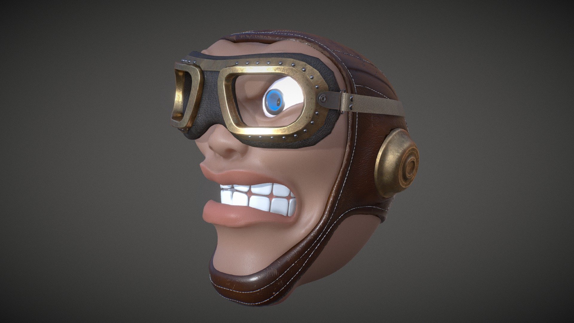 Firts cartoon, inspired by the Metal Slug character style and World War II pilot accessories. 

HEAD: I Start with sphere in Zbrush, use Move, Standard, Dam Standard, ClayBuildup and hPolish brushes to sculpt.

RAF FLYING HELMET: The base is a mask extraction from head geometry with leather details added using noise (Surface tab). The seams is a low poly model from cylinder to create InsertMesh Brush. The back straps was sculpt with Topology Brush. All rivets are IMM inserts.

GOOGLES: I drew some shape in Illustrator to explore the form, imported the strokes in Cinema 4D to model a primary form. To continue I sculpt detalis in Zbrush again, here several techniques was use, Dynamesh, ZRemesh, Retopology, Hard Surface, IMM insert, Deformers, as well I created UV (UV master) an ID maps (polypaint) and export the final model in high and low resolution.

To texturize I used Substance Painter, all textures applied to the models are inside the substance painter shelf.

Until next project&hellip; - Cartoon ver. 1.0 - 3D model by senseimitz 3d model