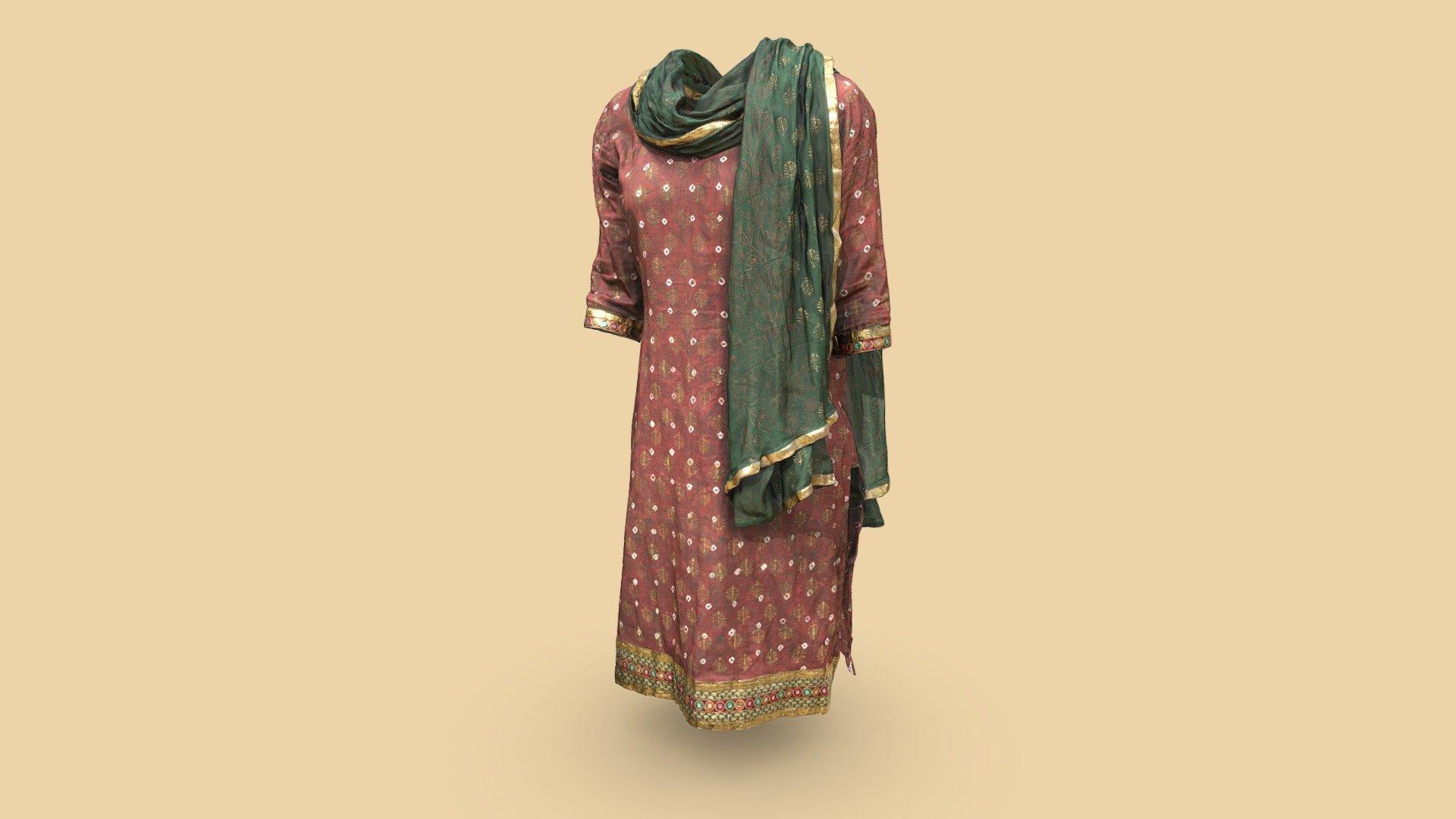 Thought i'd submit one of my favorite articles of clothing for this challenge :) - Salwar Kameez #AgisoftClothesChallenge - 3D model by Kazi (@adishakti) 3d model