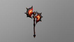 Dual-Blade Butcher heat, metal, runes, gems, axe, wood, stylized, wow, blade