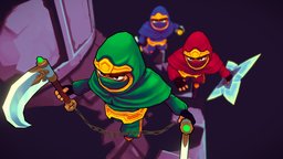 Assassins on mission small, diorama, cartoon, blender, lowpoly