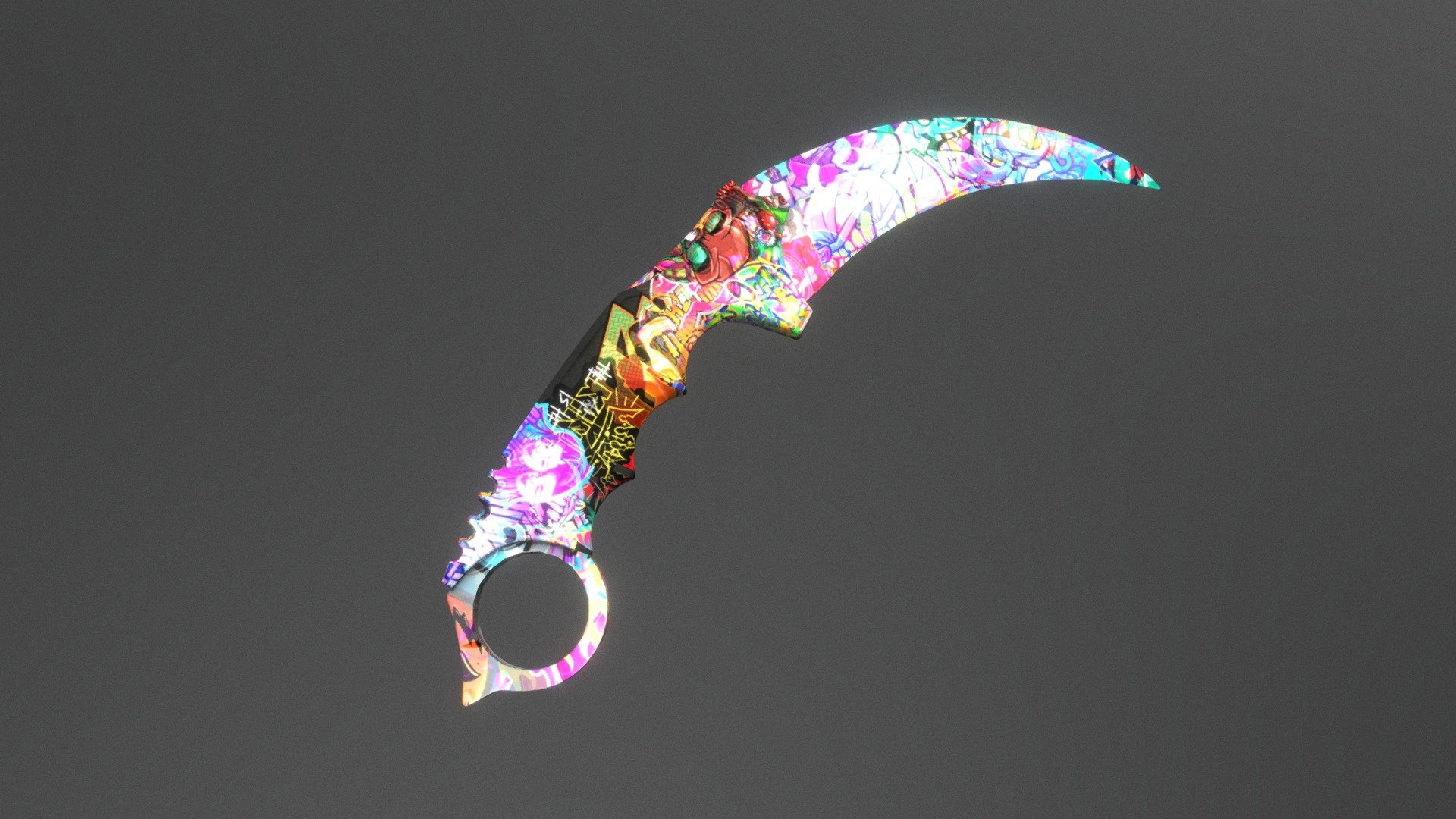 karambit knife from standoff2 with all stickers applied in a sticker bomb style. Enjoy! - Karambit - Sticker Shock - Download Free 3D model by quin.robinson253 3d model