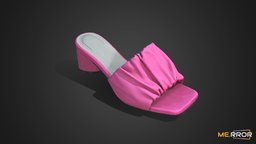 Pink Pleated Womans Heel Sandals