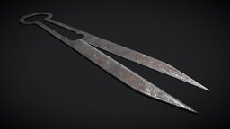 Hand Forged Spring Steel Medieval Shears scissors, tools, medieval, sharp, metal, farm, handtool, shears, blade