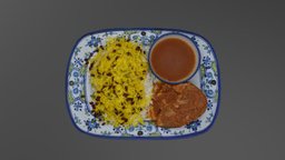Zereshk Polo ba Morgh (#1) food, rice, persian, pistachio, chiken, almond, barberry, tomato_sauce