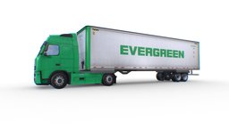 Volvo FH 12 Evergreen Truck truck, logistics, volvo, evergreen, realistic, maersk, volvo-trucks, truck-heavy-vehicle, truck-low-poly, low-poly, 3d, vehicle, gameready, heavi