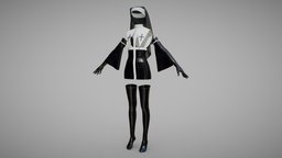BDSM latex Nun costume set by SoulSnatch Store cross, style, white, cloth, set, fashion, glossy, vr, stockings, ar, dress, shiny, fabric, costume, bundle, outfit, photoreal, gloss, bdsm, nun, latex, format, character, pbr, lowpoly, black, church, ue5