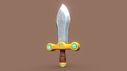 Low Poly Stylized Crystal Sword cute, materials, medieval, crystal, smart, battle, epee, substance, painter, weapon, cartoon, lowpoly, low, poly, sword, stylized, fantasy, dagger, knight, magic
