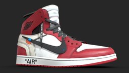 Jordan 1 Off White Chicago shoe, style, leather, white, high, fashion, foot, nike, retail, footwear, chicago, sole, lace, running, sneaker, jordan, apparel, jumpman, character, pbr, air, 1, clothing, noai