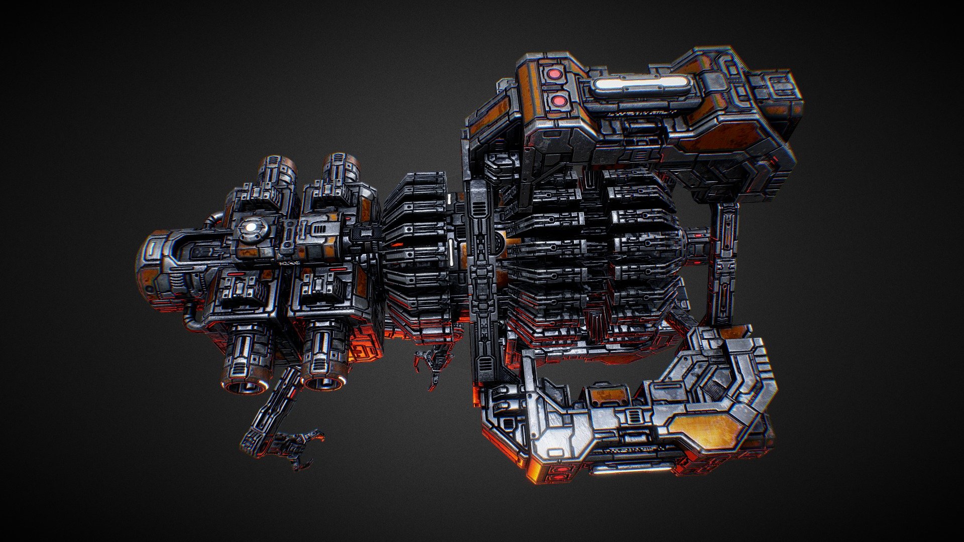 In-game model of a neutral asteroid-mining space station.



Learn more about the game at http://starfalltactics.com/ - Starfall Tactics — Mining station - 3D model by Snowforged Entertainment (@snowforged) 3d model