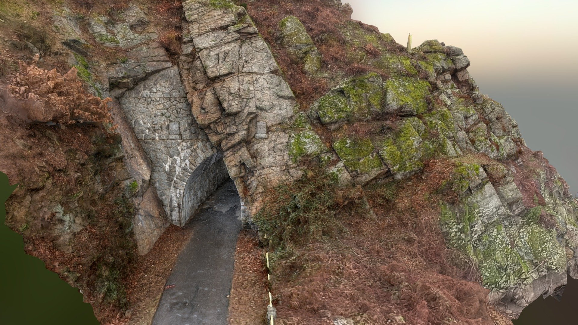 Tunnel contructed in Izera orthogneiss rocks, using natural jointing of the rock mass. Located near Złotniki hydropowerplant in Złotniki Lubańskie, Poland. Built in 1919. 

Talsperre Goldentraum Spitztunnel.

51°01&lsquo;22.8