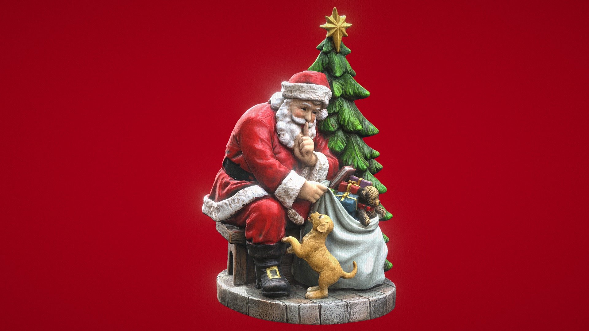 Small statue of Santa Claus photoscanned using Polycam's Photo Mode.

Santa Claus, also known as Father Christmas, Saint Nicholas, Saint Nick, Kris Kringle, or simply Santa, is a legendary character originating in Eastern Christian culture who is said to bring children gifts on Christmas Eve of toys and candy or coal or nothing, depending on whether they are &ldquo;naughty or nice