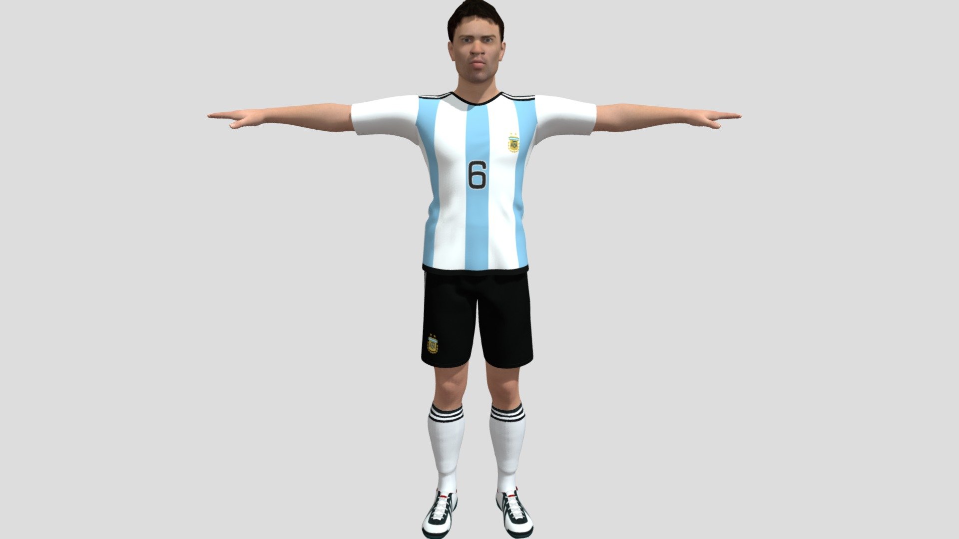 Soccer Player 3D model is a high quality, photo real model that will enhance detail and realism to any of your game projects or commercials. The model has a fully textured, detailed design that allows for close-up renders 3d model