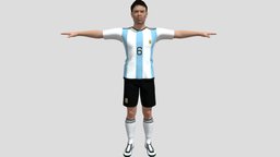 Soccer Player Argentina legend, cloth, football, argentina, defender, player, soccer, tournament, team, trophy, goal, worldcup, penalty, character, game, animated, human, male