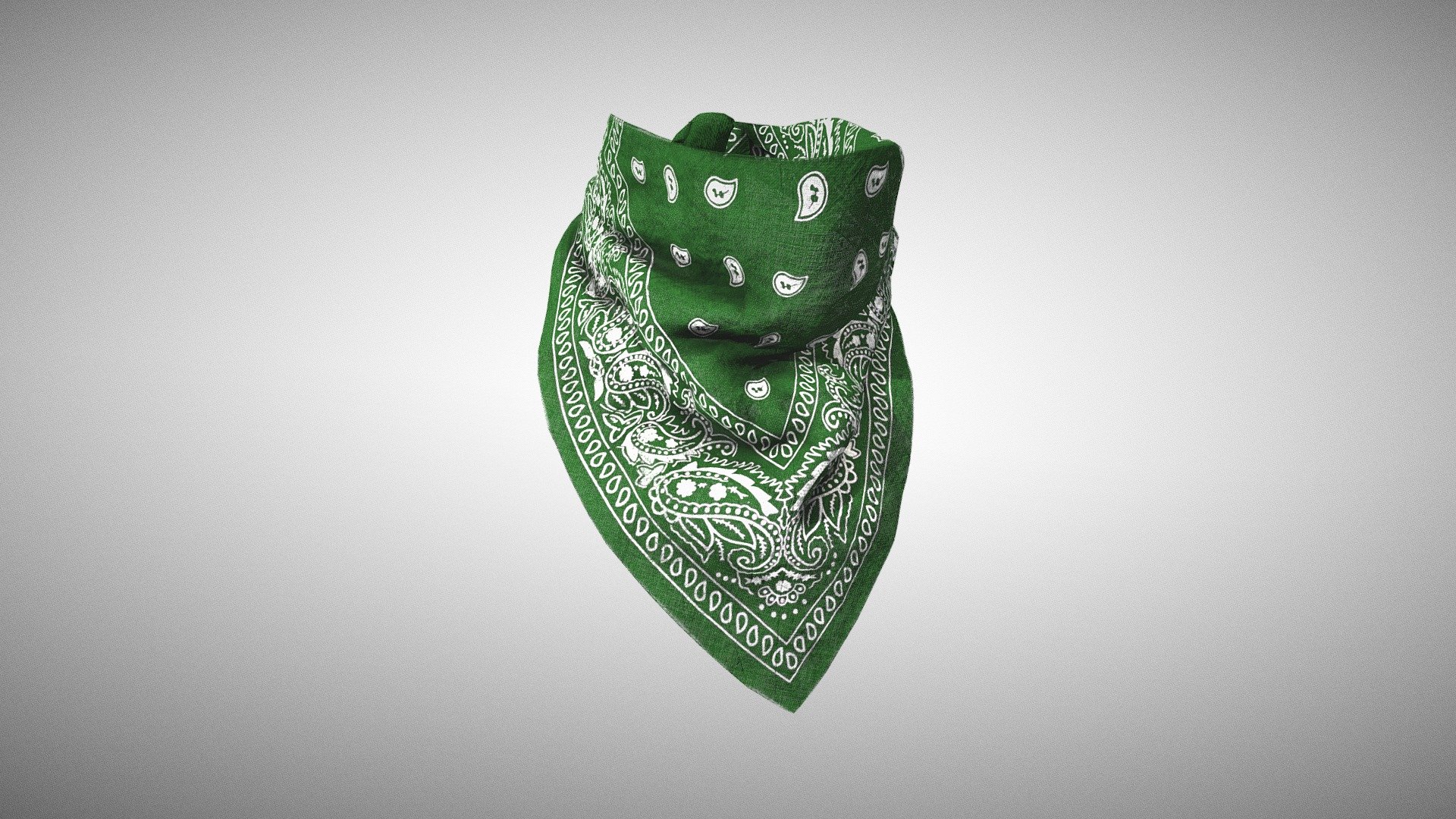 Green paisley bandana face mask - Buy Royalty Free 3D model by Igor Piwoński (@IgorPiwonski) 3d model