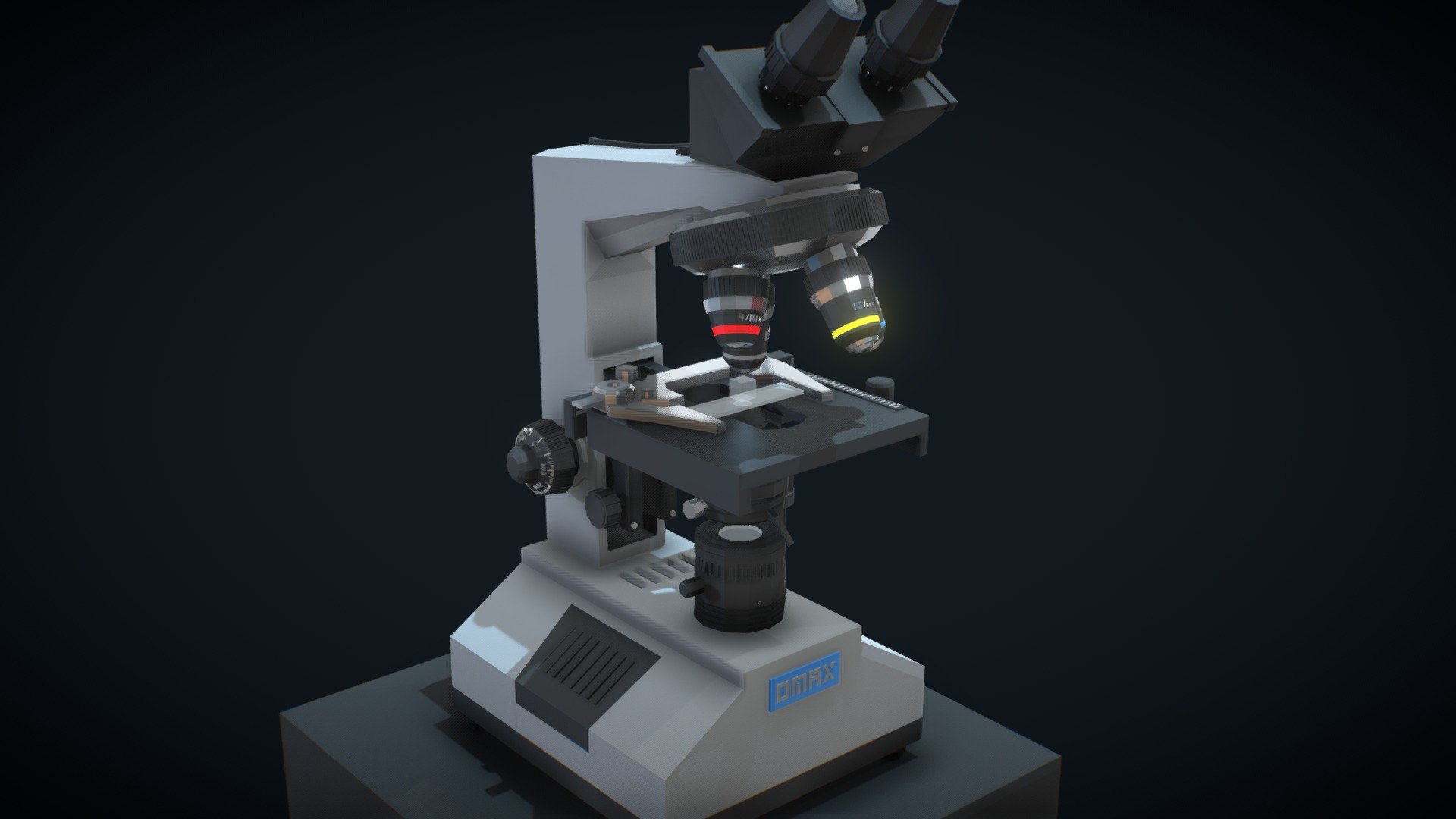 An Omax Binocular Compound Microscope. I thought it would be a great challenge to model, plus one day I would love to own one, specially a digital one. Hope you like it. Build with Blocks by Google in VR.

3donimus.com - Omax Binocular Compound Microscope MadeWthBlocks - 3D model by 3Donimus 3d model